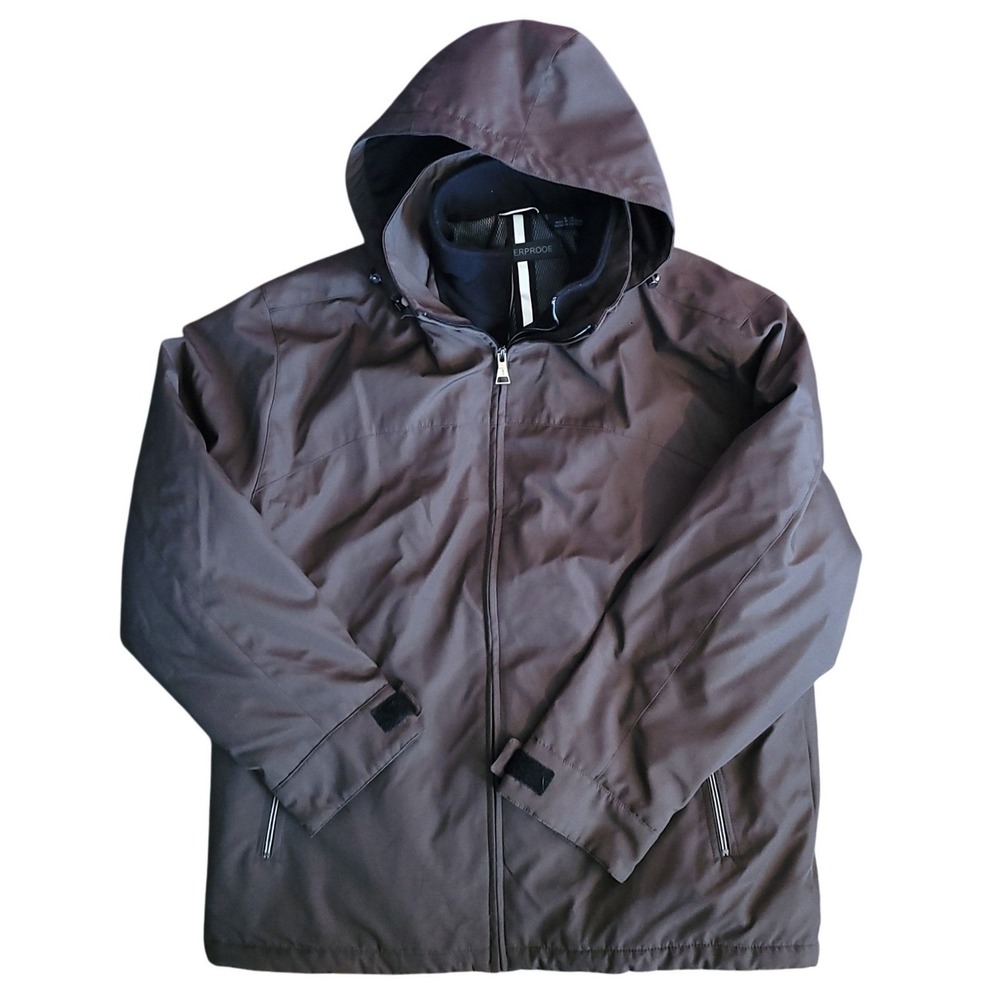 Weatherproof Mens Brown Hooded Full Zip Utility Jacket Coat Size Large Warm Snow